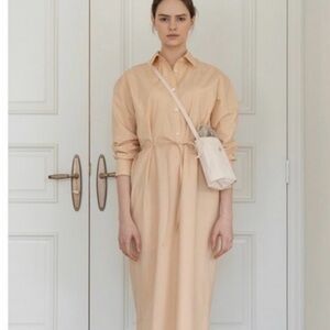 Depound korea petal orange Shirt Dress with Tie Waist